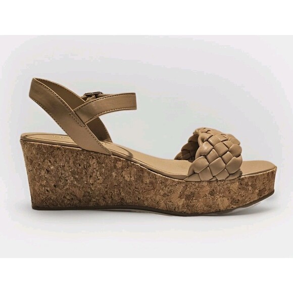 SUN + STONE Allvina Women’s Faux Leather Cork 2.5" Wedge Sandals Size 8.5 - Picture 9 of 12